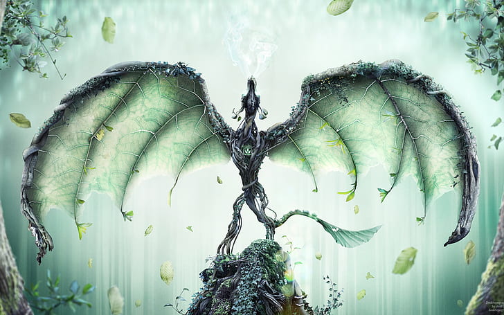 Forest Guardian HD, ilustración de dragón gris y negro, bosque, creativo, gráficos, creativo y gráficos, guardián, Fondo de pantalla HD