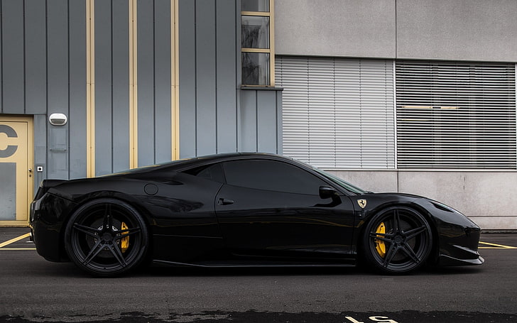 black Ferrari 458 coupe, car, Ferrari, Ferrari 458, black, HD wallpaper