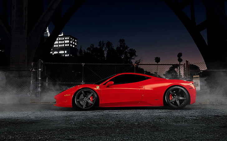 Forgestar Ferrari 458 Italia, red ferrari sports coupe, ferrari, italia, forgestar, cars, HD wallpaper