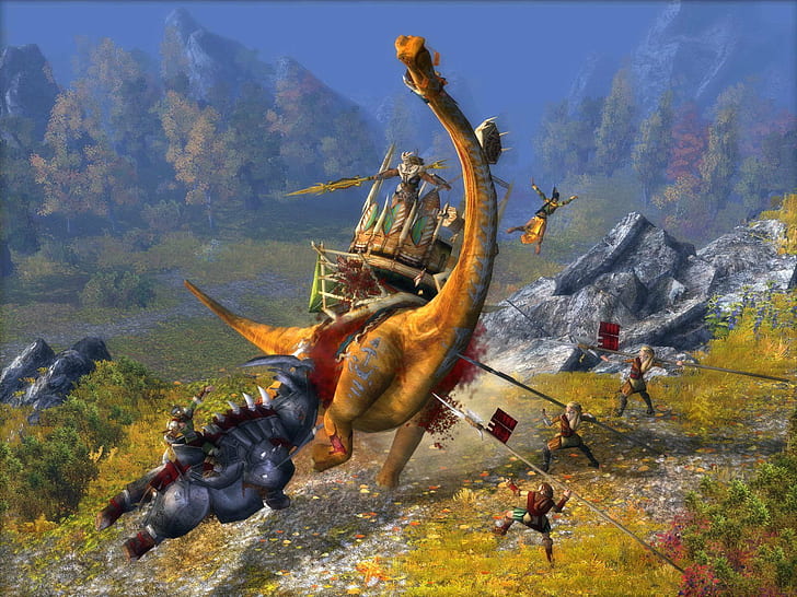 adventure, dinosaur, fantasy, paraworld, prehistoric, strategy, HD wallpaper
