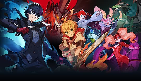 Anime-Mädchen, Anime-Jungen, fiktive Figuren, Spielfiguren, Persona 5, Nintendo, Schwert, Akira Kurusu, Ann Takamaki, HD-Hintergrundbild HD wallpaper