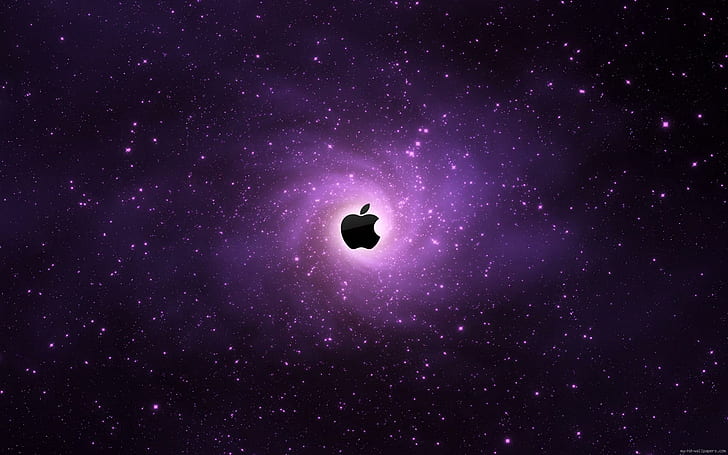Apple vortex, logo apel, apel, luar angkasa, bintang, vortex, malam, merek, Wallpaper HD