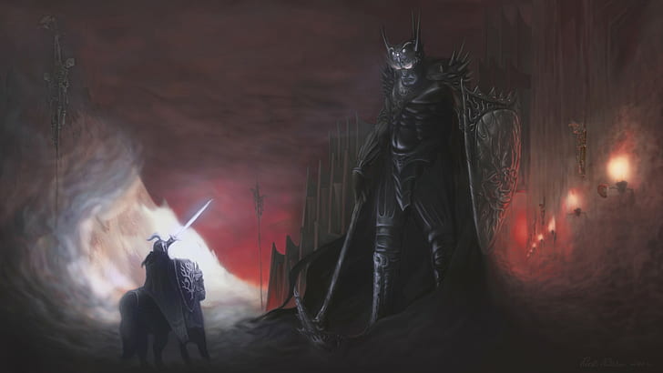 Knight Giant Drawing Medieval Morgoth Fingolfin HD, fantasy, drawing, knight, giant, medieval, morgoth, fingolfin, HD wallpaper