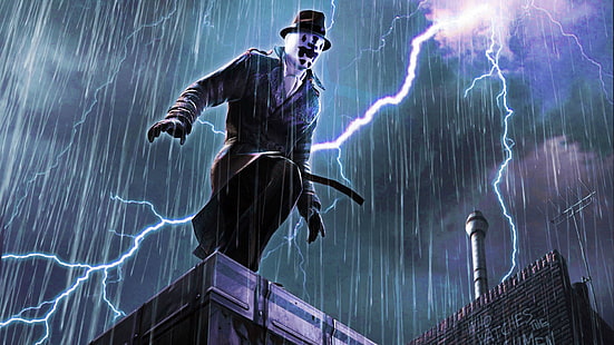 Watchmen Rorschach Rain Lightning HD, film, pioggia, fulmini, guardiani, rorschach, Sfondo HD HD wallpaper