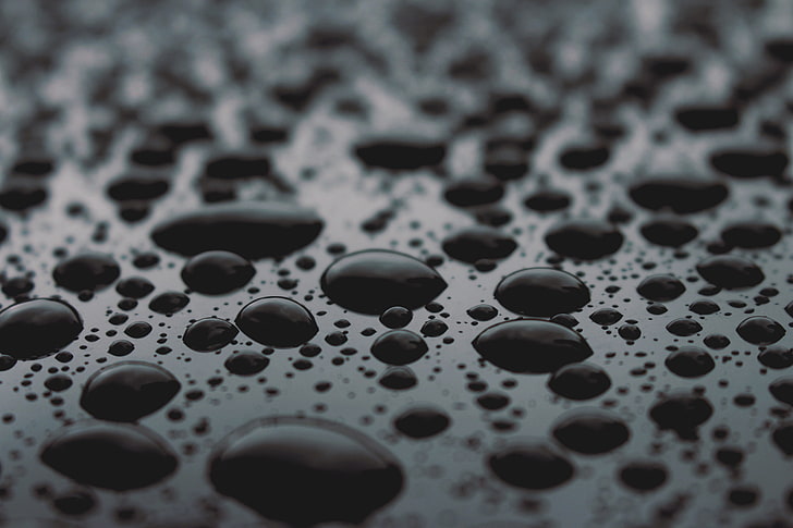 water drops, drops, surface, close-up, HD wallpaper