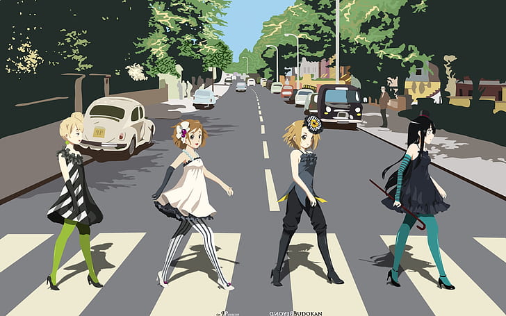 Anime, K-ON !, Abbey Road (Parodie), Fond d'écran HD