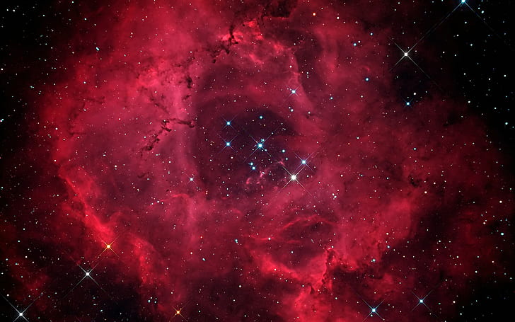 Nebulosa Roseta, space, stars, nebula, HD wallpaper
