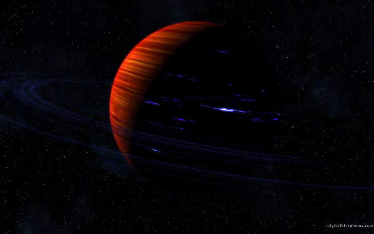 carta da parati pianeta arancione, Saturno, anelli, pianeta, stelle, Sfondo HD