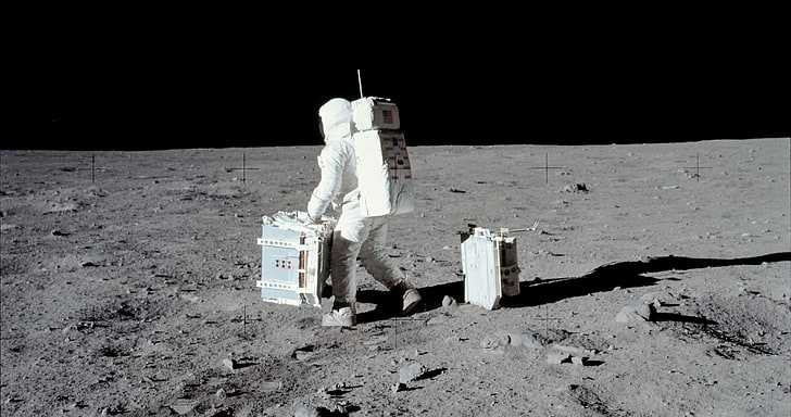 Bâtiment en béton blanc et noir, Apollo, espace, NASA, Fond d'écran HD