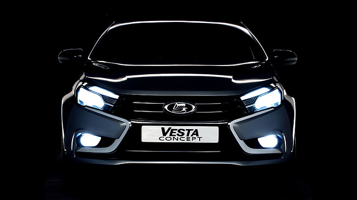 Concept, the concept, black background, Lada, Vesta, HD wallpaper