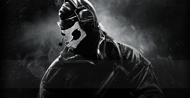 black, call of duty, Ghost, white, HD wallpaper