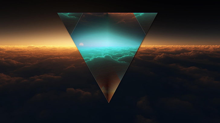 clouds illustration, abstract, polyscape, triangle, HD wallpaper