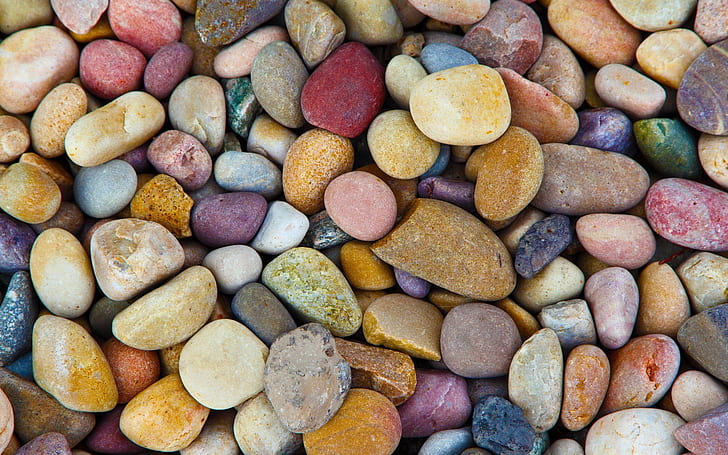 Viele Steine, bunte Kieselsteine, Viele, Steine, Bunte, Kieselsteine, HD-Hintergrundbild