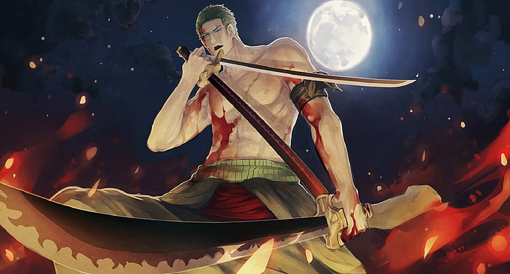 manlig karaktär som håller svärd tapet, Anime, One Piece, Zoro Roronoa, HD tapet