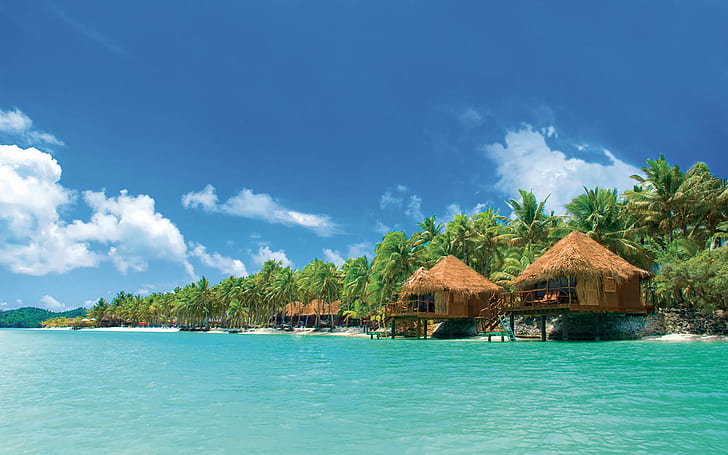 جزر كوك بحيرة ضخمة بها شعاب مرجانية وجزر رملية صغيرة وغطس وركوب الأمواج واستكشاف الغابات المطيرة المطيرة عالية الدقة خلفية سطح المكتب 2560 × 1600، خلفية HD