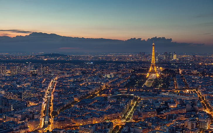 Париж, Франция, красивая ночь, Эйфелева башня, город, вечер, огни, Париж, Франция, красивая, ночь, Эйфелева башня, город, вечер, огни, HD обои
