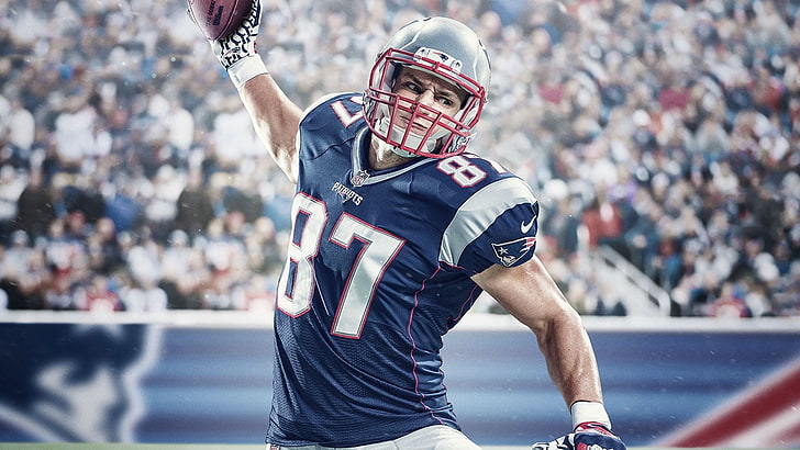 football player poster, Madden, NFL, Madden NFL 17, video games, Rob Gronkowski, New England Patriots, American football, HD wallpaper