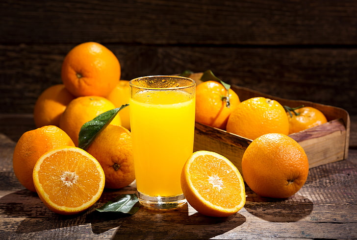 bicchiere, arancia, succo di frutta, succo d'arancia, Sfondo HD