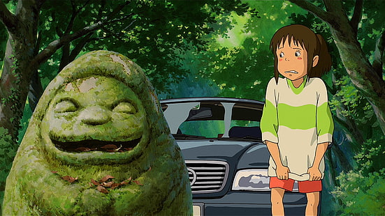 Gibli animierte Charakterillustration, Chihiro, Spirited Away, Studio Ghibli, grün, Anime, HD-Hintergrundbild HD wallpaper