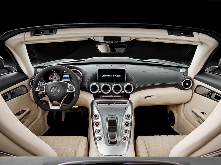 roadster, paris auto show 2016, interior, Mercedes-AMG GT C Roadster, HD wallpaper