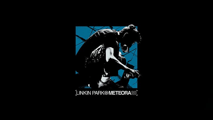 Linkin Park, Meteora, hitam, biru, stensil, band rock, Wallpaper HD
