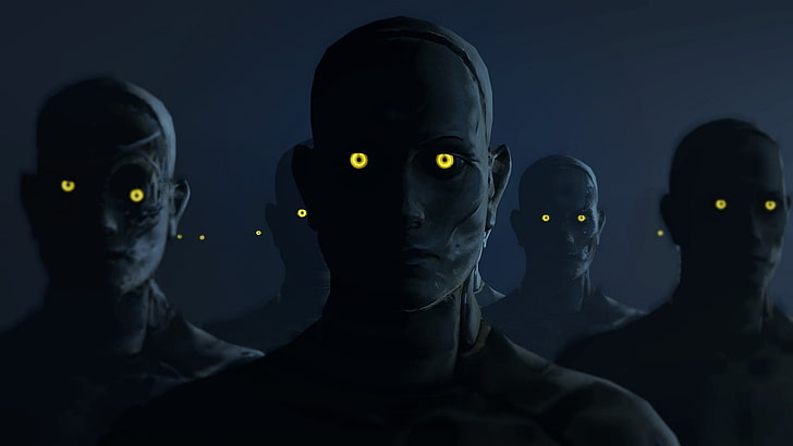 yellow-eyed zombies, Fallout, Synth, HD wallpaper