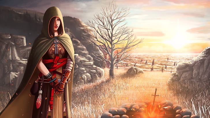 woman, the fire, hood, cloak, Dark Souls 2, Majula, Shanalotte, HD wallpaper