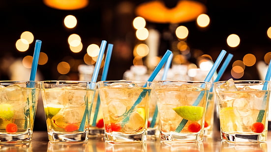 cocktails, drinking glass, HD wallpaper HD wallpaper