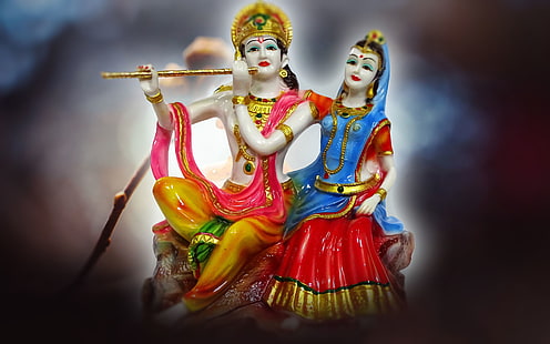 Radha Krishna Romantische Posen, Lord Krishna, Gott, Lord Krishna, Liebe, Radha, Bokeh, HD-Hintergrundbild HD wallpaper