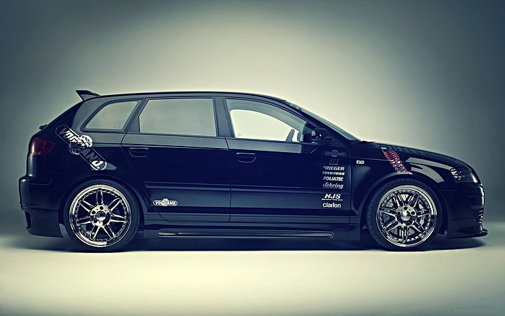 black 5-door hatchback, vehicle, Audi A3, tuning, HD wallpaper