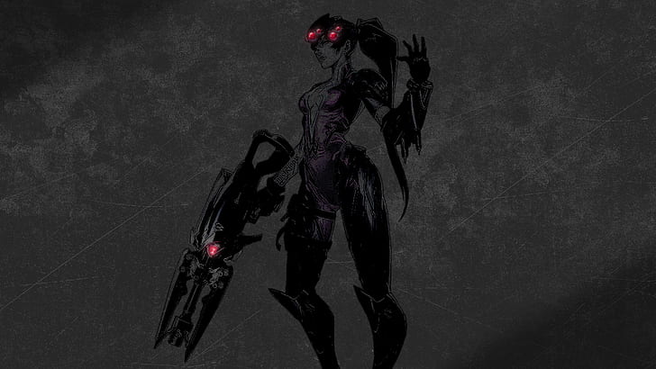 ilustrasi black gun, Overwatch, Widowmaker (Overwatch), Wallpaper HD