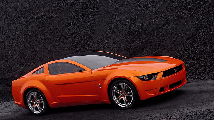 orange Ford Mustang, Ford Mustang, muscle cars, HD wallpaper