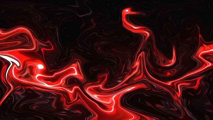 abstract, fluid, liquid, artwork, ArtStation, red, neon, HD wallpaper