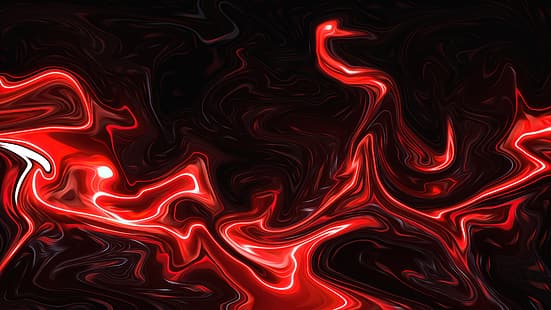 abstracto, fluido, líquido, obra de arte, ArtStation, rojo, neón, Fondo de pantalla HD HD wallpaper