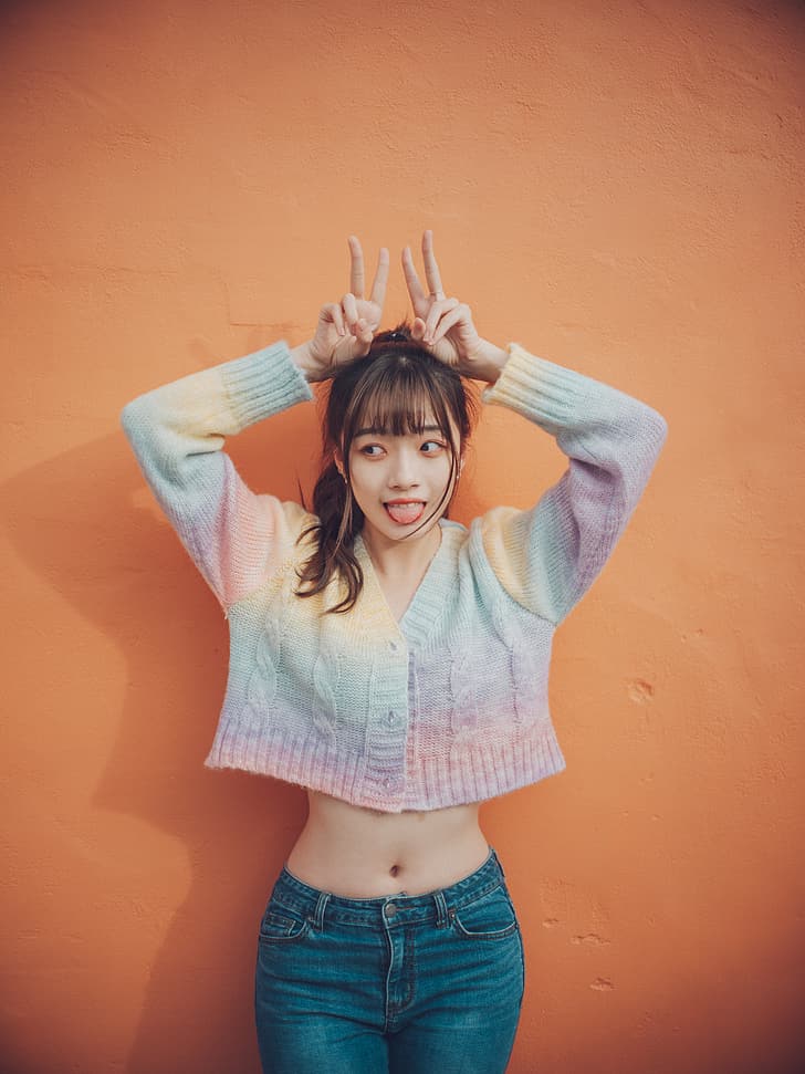 Asian, sweater, HD wallpaper