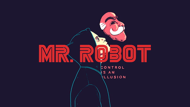 Mr. Robot Control es una ilusión, Mr. Robot, Elliot (Mr. Robot), sociedad, ilustración, Henrique Petrus, Rami Malek, fan art, TV, Fondo de pantalla HD