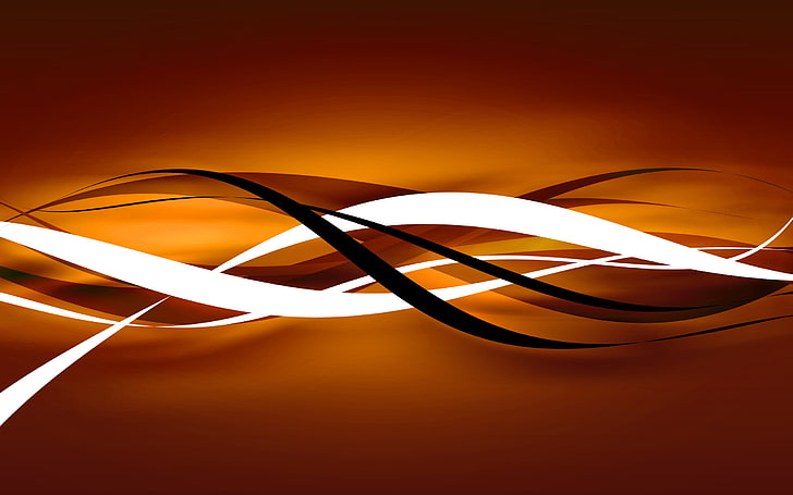 Orange Line Abstraction, white, black, and brown wave illustration, Abstract, , white, orange, lines, HD wallpaper