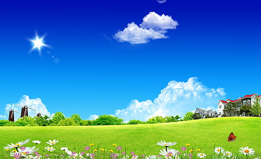 Dreamscape Spring 8、緑の草、季節、春、Dreamscape、 HDデスクトップの壁紙 HD wallpaper