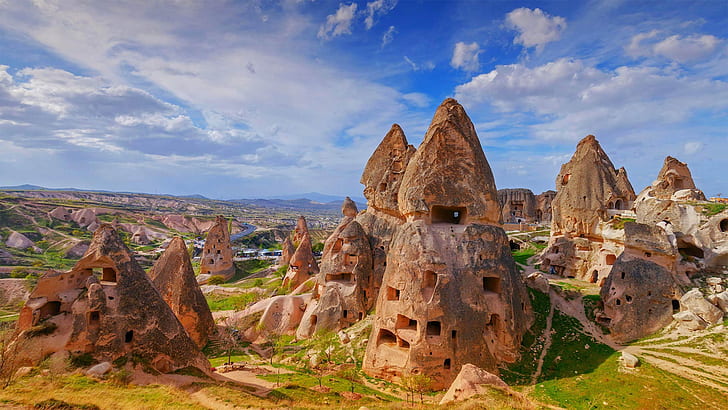 rocks, Turkey, Cappadocia, Uchisar, HD wallpaper