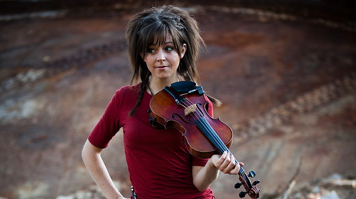brązowe skrzypce, Lindsey Stirling, skrzypce, Tapety HD