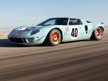 1968, klasik, ford, GT40, minyak teluk, le mans, ras, balap, supercar, Wallpaper HD HD wallpaper