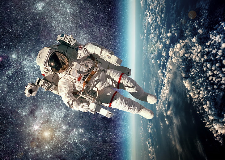 ficção científica, trabalho artístico, espaço, astronauta, nave espacial, técnicas, arte, planeta, HD papel de parede