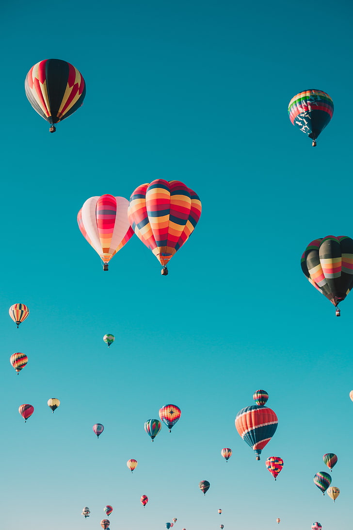 lote de paracaídas de colores variados, globos aerostáticos, aeronáutica, vuelo, cielo, colorido, Fondo de pantalla HD, fondo de pantalla de teléfono