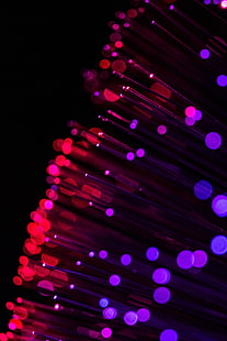optical fiber, glare, thread, glitter, red, purple, HD wallpaper HD wallpaper