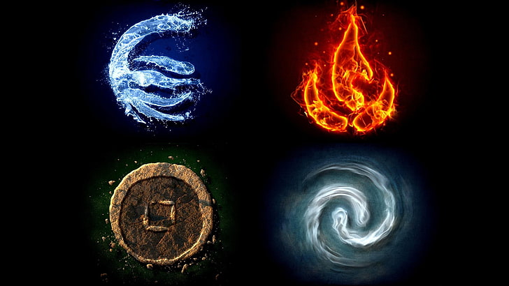 four element logos, Avatar, Avatar: The Last Airbender, elements, HD wallpaper