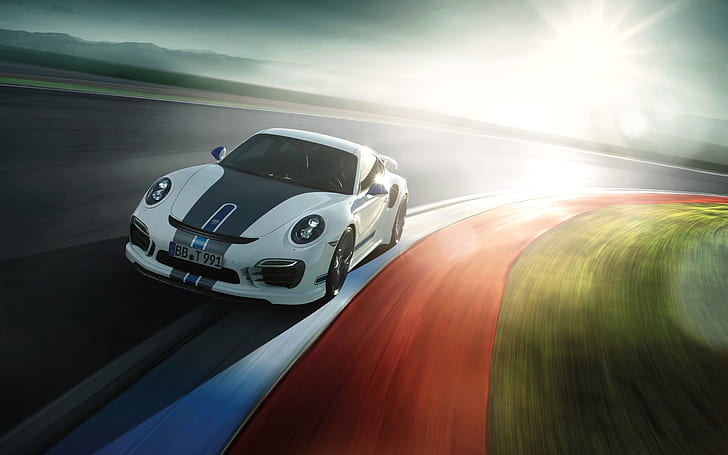 Porsche 911 Turbo supercar, luz solar, Porsche, Supercar, luz solar, Fondo de pantalla HD