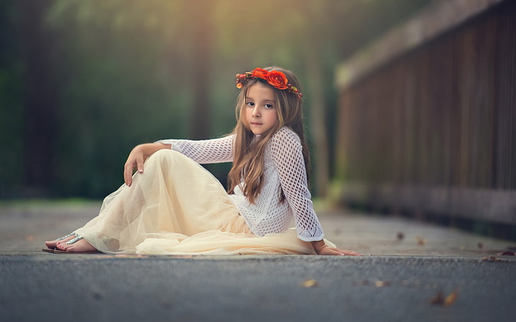 girl daydreamer-Photo HD Wallpaper, girl's white lace long-sleeved dress, HD wallpaper