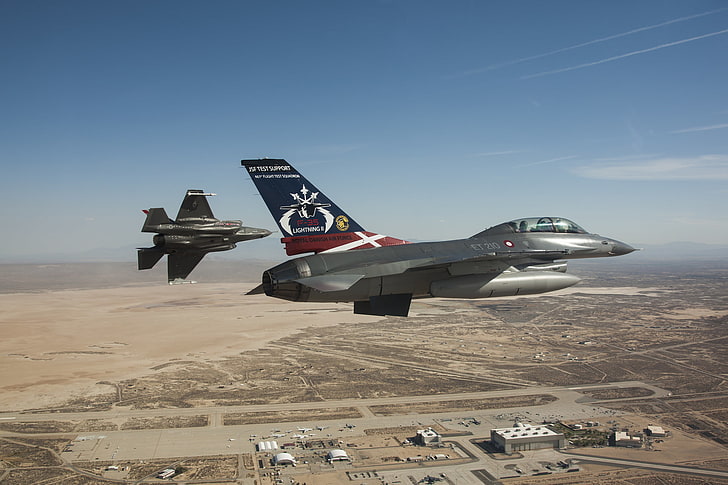 fighters, flight, F-16, Fighting Falcon, Lightning II, F-35, HD wallpaper