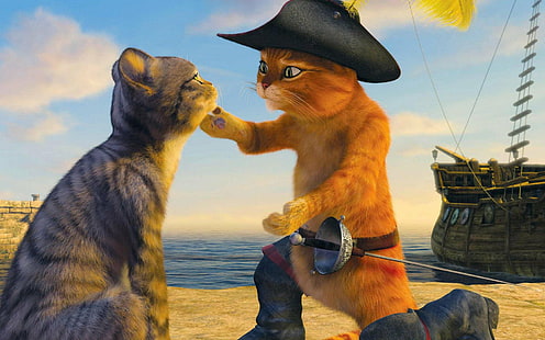 Film, Il gatto con gli stivali, Shrek, Sfondo HD HD wallpaper