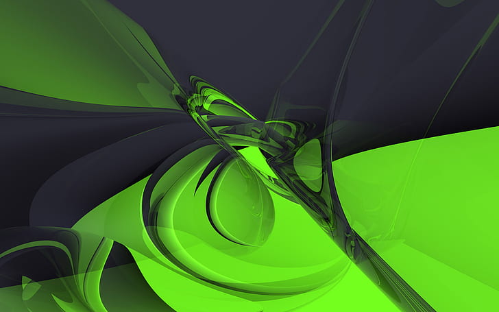 Green abstract, green, abstract, 3d and abstract, HD wallpaper
